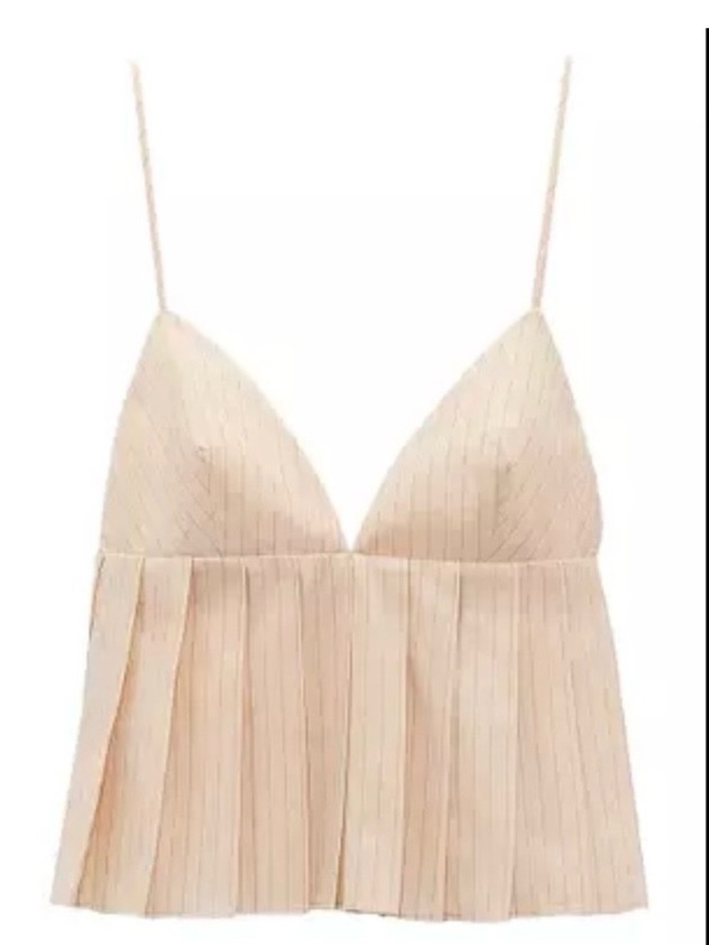 Zara Pleated Spaghetti Strap Crop Top - Cream
